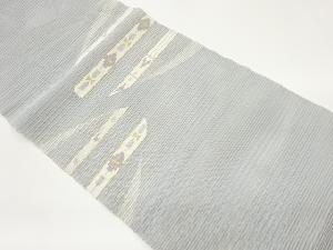 絽綴れ変わり横段に抽象花模様織出し名古屋帯